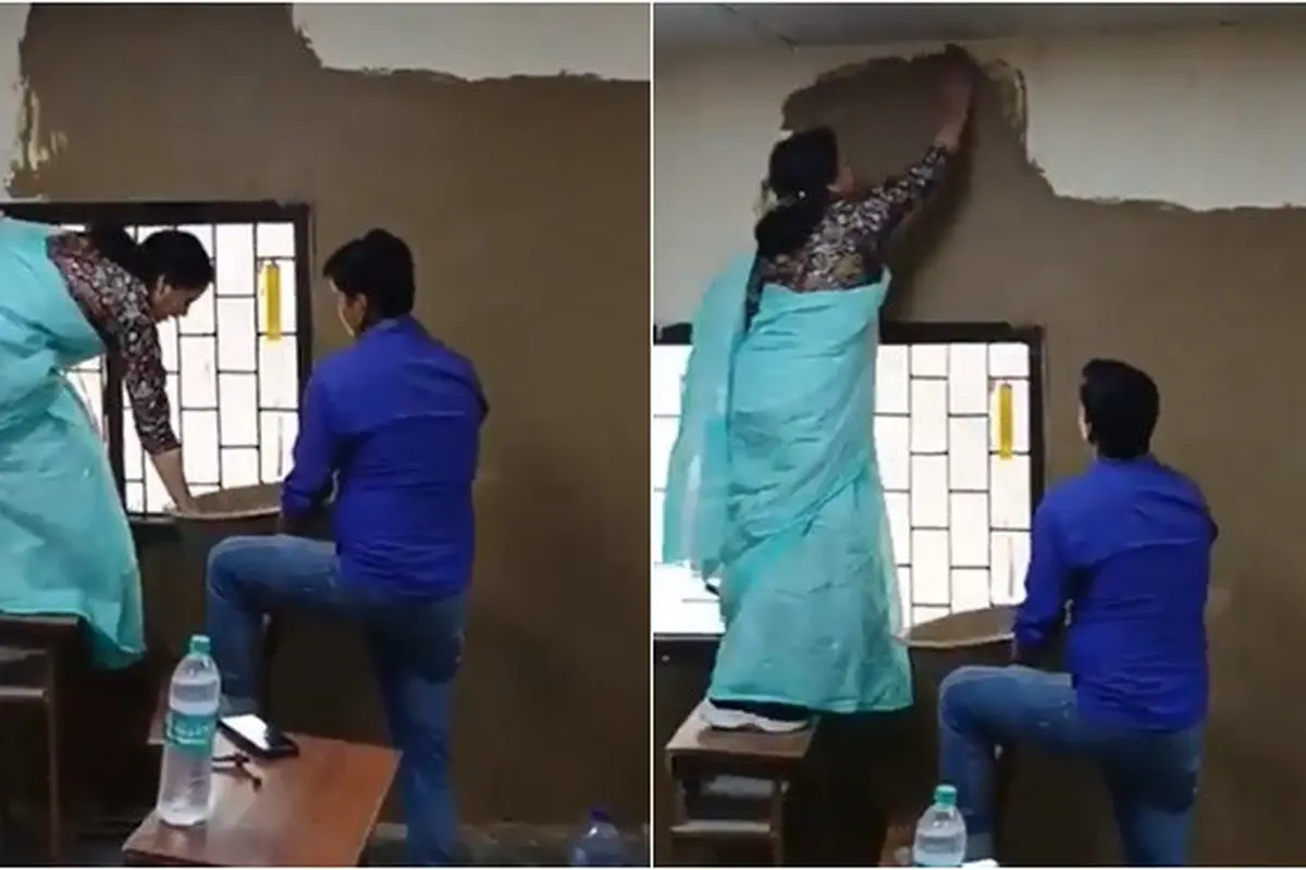 Viral Dosen di Delhi Plester Tembok Pakai Kotoran Sapi, Ketahui Manfaatnya