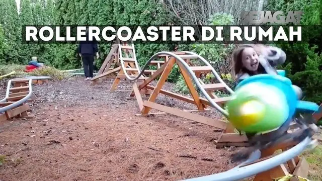 Seorang ayah membuatkan rollercoaster untuk anak-anaknya 