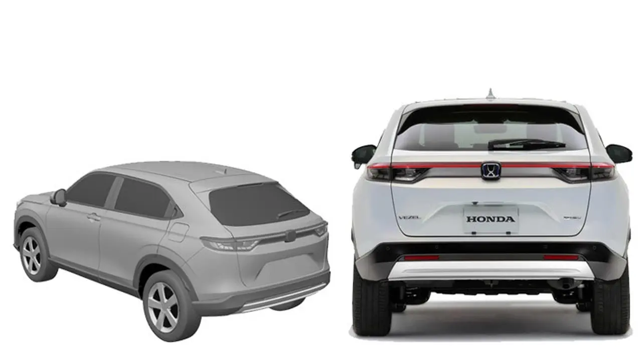 Tampak belakang paten All New Honda HR-V (kiri) yang terungkap di dokumen DJKI
