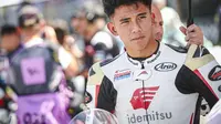 Mario Suryo Aji jelang balapan Moto2 Catalunya di Sirkuit Catalunya, Barcelona hari Minggu (27/05/2024). (Honda Team Asia)