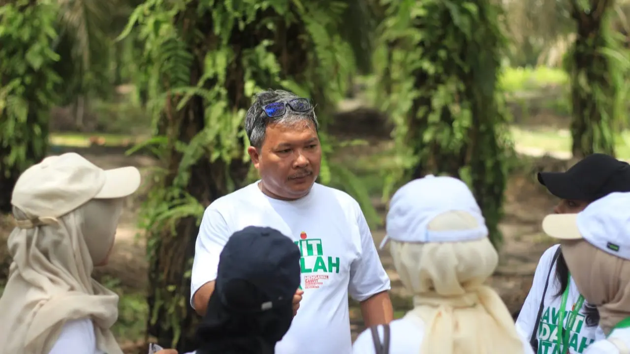 Aktivitas penyuluhan di kebun sawit di Riau