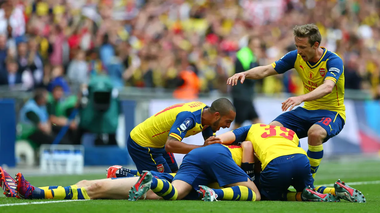 Arsenal rayakan kemenangan atas Aston Villa (Reuters)