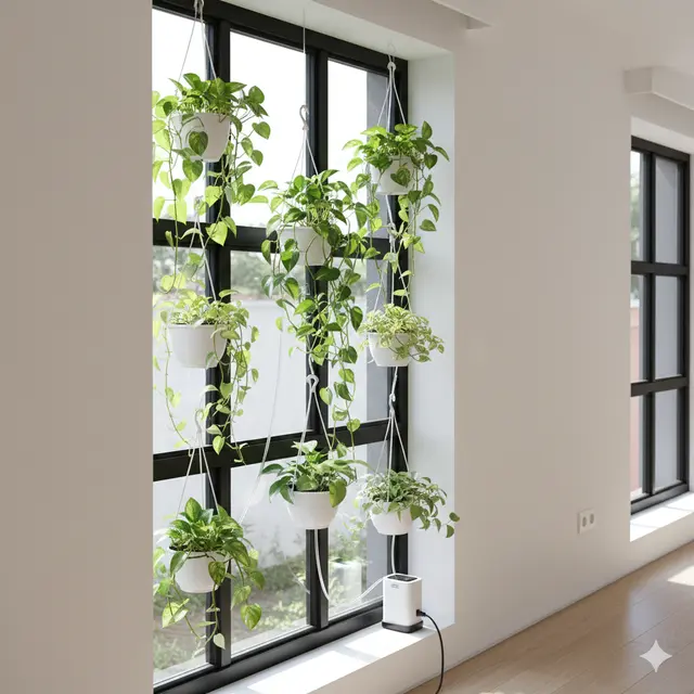 Ide Kebun Mini Indoor dengan Pengairan Otomatis (Foto: Gemini AI)