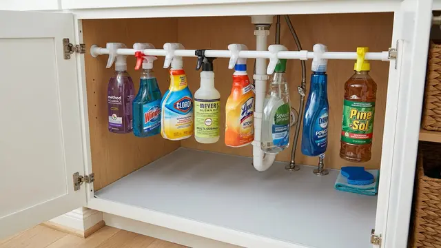 Cara Menata Area Bawah Wastafel agar Botol Pembersih Tidak Mudah Tumpah