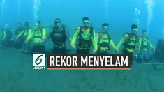 578 penyelam yang mengikuti pelaksanan pemecahan rekor dunia berhasil memecahkan rangkaian penyelam terpanjang di bawah air yang di laksanakan di Pantai Manado, tepatnya di Kawasan Mega Mas.