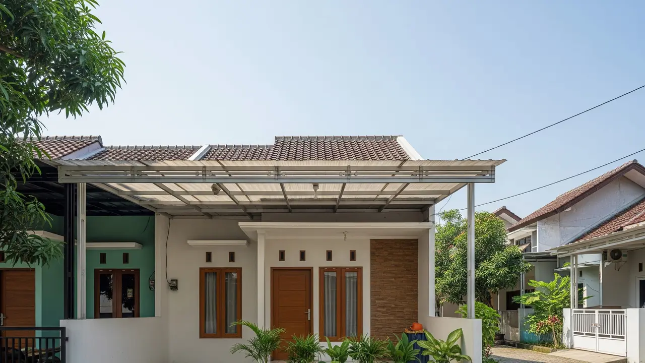 Kanopi Baja Ringan dengan Atap Spandek Transparan