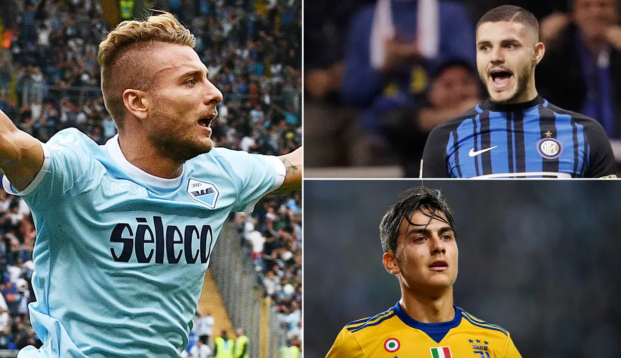 Berikut ini top scorer Serie A Italia 2017/2018 hingga pekan ke-11, Striker Lazio, Ciro Immobile berada di Puncak. (Kolase foto-foto dari AFP dan AP).