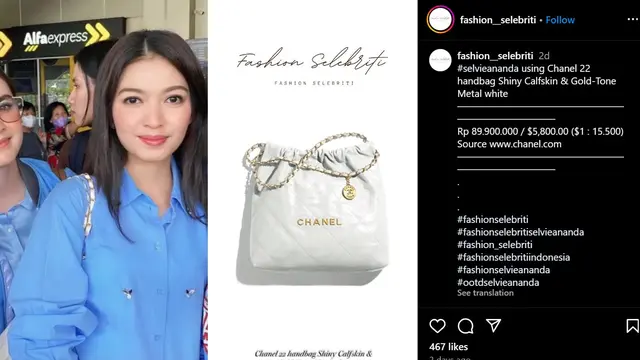 Selvi Ananda kenakan tas Chanel (Instagram/fashion__selebriti)