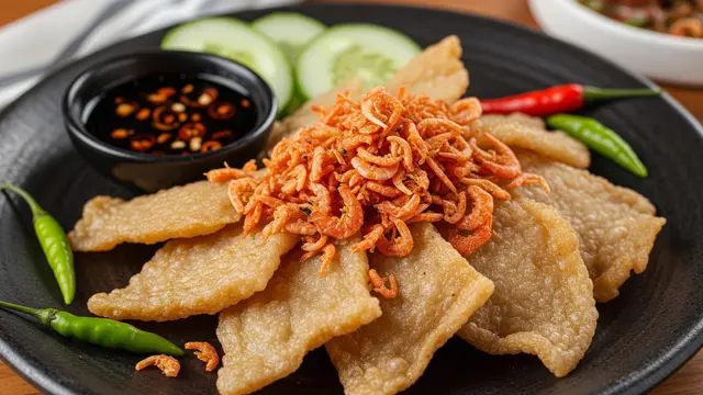 Pempek Kulit dengan Ebi untuk Rasa Gurih