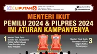 Infografis Menteri Ikut Pemilu 2024 dan Pilpres 2024, Ini Aturan Kampanyenya. (Liputan6.com/Abdillah)