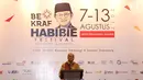 Ilham Akbar Habibie Pendiri Ketua Gerakan Berkarya Indonesia sekaligus penggagas acara memberikan sambutan dalam acara Habibie Festival 2017 di Jakarta, Senin (7/8). Festival mengambil tema "Technolog Inovation for People". (Liputan6.com/Faizal Fanani)