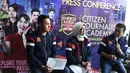 Head Of Community Liputan6.com, Sulistyo Haddy memberikan penjelasan dalam konferensi pers di Jakarta, Selasa (25/7). Acara ini mengajak generasi muda kreatif untuk meningkatkan kompetensi melalui karya citizen journalism. (Liputan6.com/Faizal Fanani)