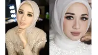 Berikut perbedaan makeup pengantin Laudya Cynthia Bella saat resepsi di Malaysia dan Indonesia. (Foto: instagram)