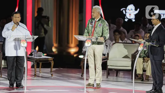 Potret Ketiga Capres Saling Menanggapi Argumen pada Debat Ketiga Pemilu 2024