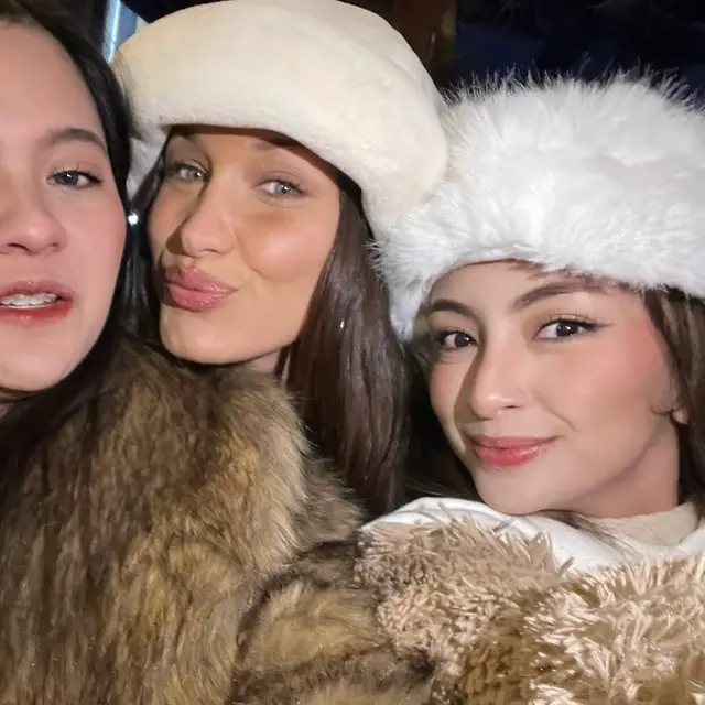 Momen Tak Terduga Valerie Tifanka Bertemu Bella Hadid saat Liburan di Aspen, Tampil Serasi dengan Mantel Bulu