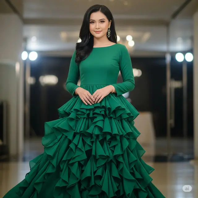 Dress Maxi dengan Detail Ruffle
