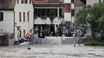 Kondisi kawasan bersejarah di Heidelberg, Barat Daya Jerman saat tergenang luapan air sungai Neckar pada tanggal 3 Juni 2024. (Daniel ROLAND/AFP)