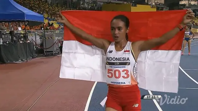 Pelari Indonesia, Triyaningsih berhasil meraih 6 medali emas beruntun pada cabang atletik nomor 10 km putri, Kamis (24/8/2017)