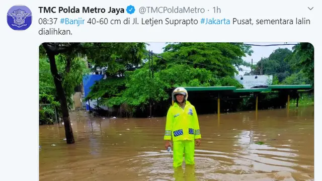 Banjir di Letjend Suprapto Jakarta Pusat