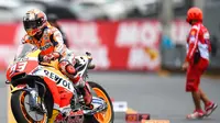 Pebalap Repsol Honda, Marc Marquez, cukup puas dengan raihan posisi ketiga pada sesi kualifikasi MotoGP Jepang yang berlangsung di Sirkuit Motegi, Sabtu (14/10/2017). (dok. MotoGP)