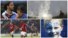 Foto terbaik Premier League pekan ketiga diwarnai aksi selebrasi striker Manchester United, Marcus Rashford dan juga tangan dari pemain Burnley, George Boyd, yang menusuk wajah bomber Chelsea, Diego Cosat. (Reuters)