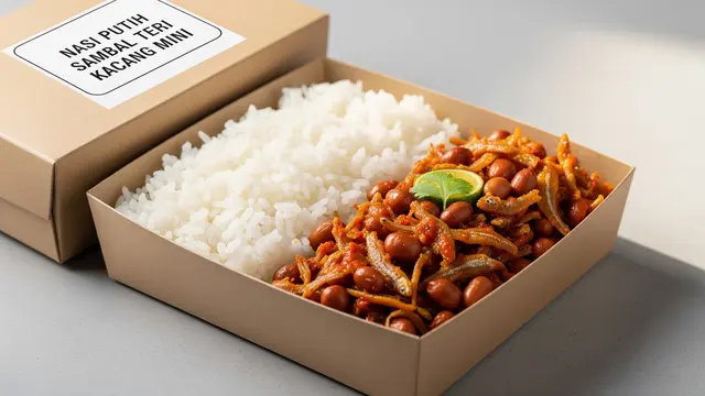 Nasi Putih Sambal Teri Kacang Mini