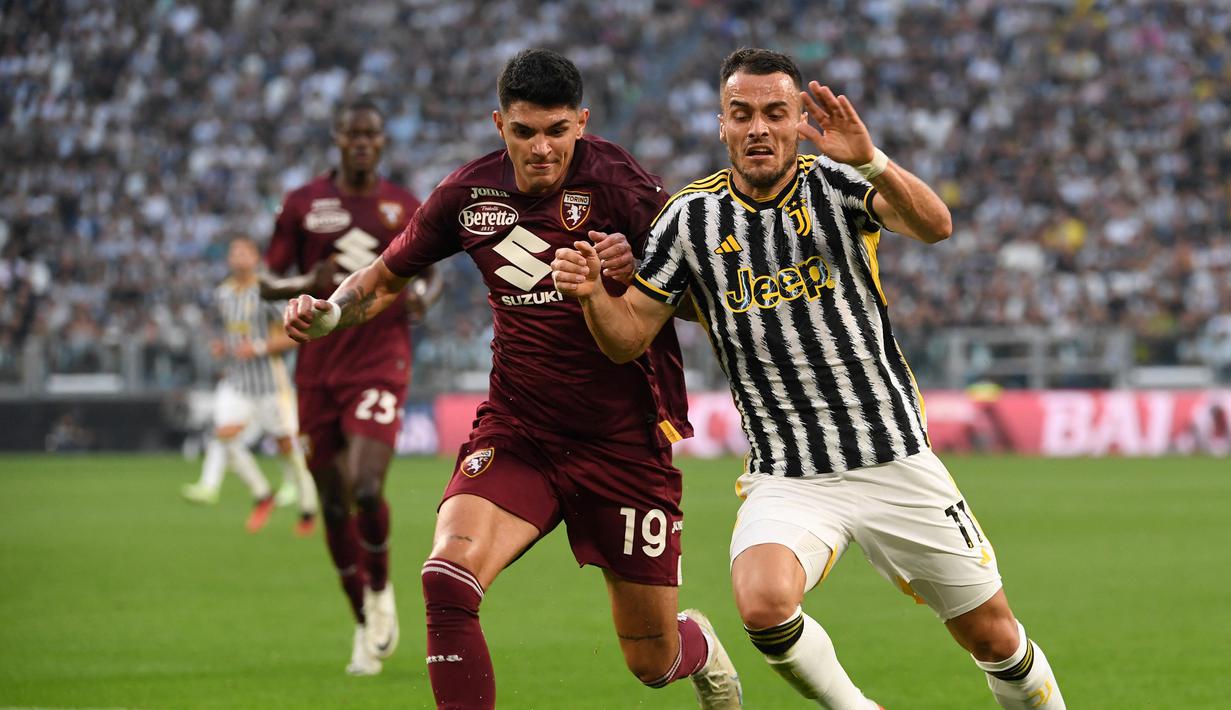 <p>Juventus berhasil unggul terlebih dahulu melalui gol Federico Gatti di awal babak kedua. (Isabella BONOTTO / AFP)</p>