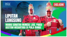 KLY Sports bertemu Mario Sonatha di Stadion MetLife, New Jersey, saat Piala Dunia 2026. Suporter asal Indonesia ini kembali mencuri perhatian dengan kostum khas Nusantara yang kerap dikenakannya saat menghadiri berbagai ajang sepak bola dunia.