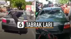 Aksi heroik diperlihatkan oleh seorang pria yang sedang mengejar sebuah mobil yang diduga lakukan tabrak lari.