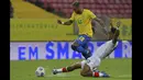 Tim Samba menang lewat gol dari Everton Ribeiro dan Neymar di babak pertama. Tambahan tiga poin membuat Brasil makin kukuh di puncak klasemen dengan 24 poin dari delapan laga. (Foto: AFP/Nelson Almeida)