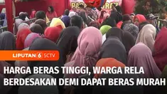 Tingginya harga beras di pasaran membuat warga di Kabupaten Purbalingga, Jawa Tengah, tak mau melewatkan pasar murah walaupun harus antre berjam-jam.