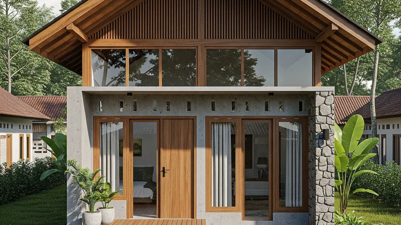 Rumah Tropis Modern dengan Atap Tinggi