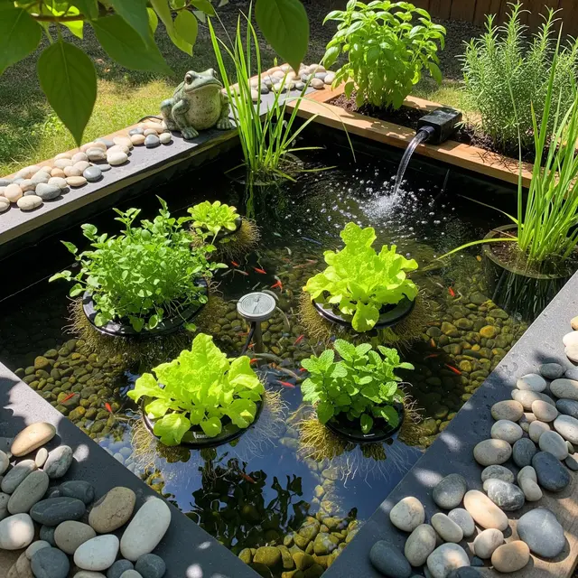 Kolam Ikan Kecil di Halaman Sekaligus Pengendali Nyamuk Alami yang Estetik (Gemini AI)