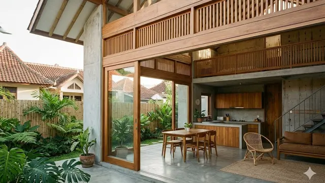 Rumah dengan Plafon Tinggi dan Kisi-Kisi Ventilasi