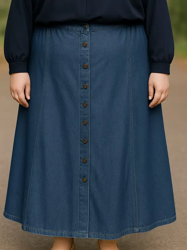 Rok Jeans untuk Orang Gemuk Berhijab (Foto: ChatGPT)