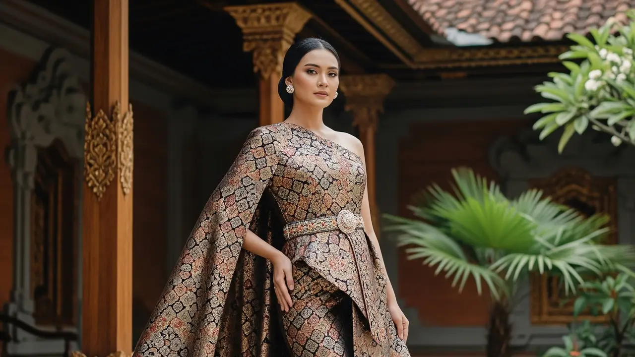 Model Long Dress Brokat Cape