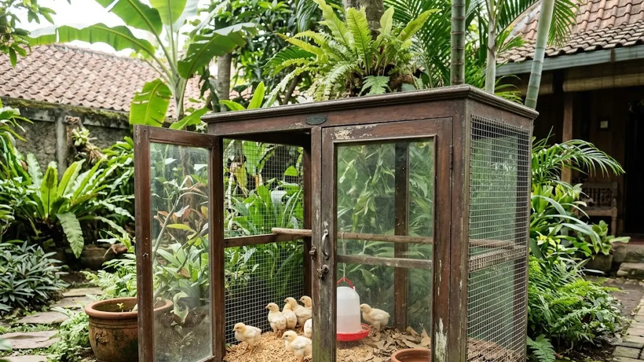 Cara Membuat Kandang Ayam dari Etalase Kaca Bekas