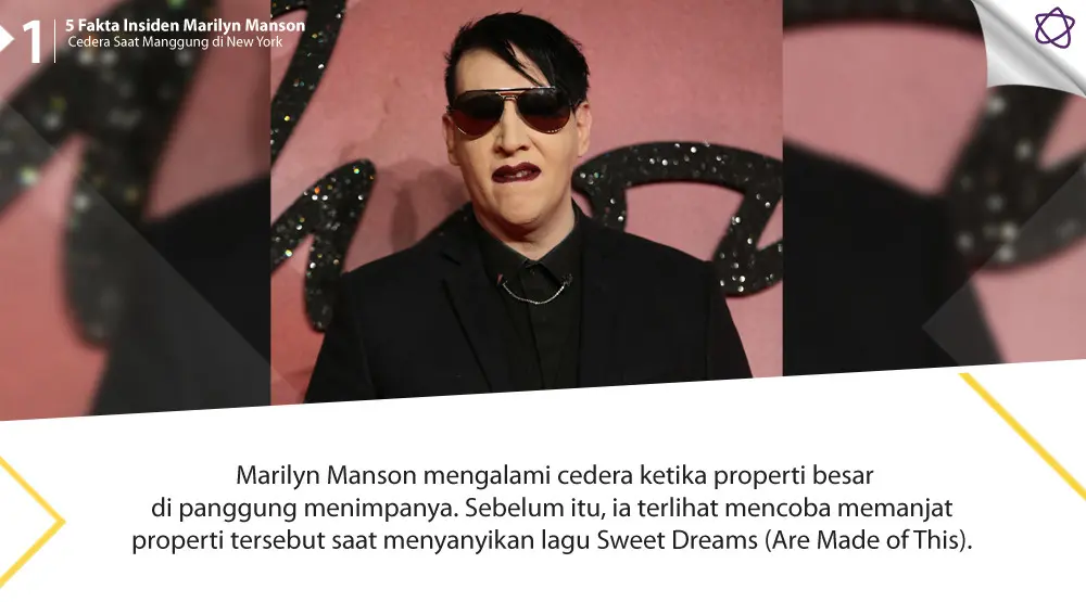 5 Fakta Insiden Marilyn Manson Cedera Saat Manggung di New York. (Foto: AFP/DANIEL LEAL-OLIVAS, Desain: Muhammad Iqbal Nurfajri/Bintang.com)