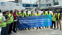 Gubernur Jawa Tengah (Jateng) Ganjar Pranowo melepas pengiriman ekspor kapulaga Jateng ke Guangzhou, China di landasan pacu Bandara Internasional Jenderal Ahmad Yani, Semarang, Jateng.