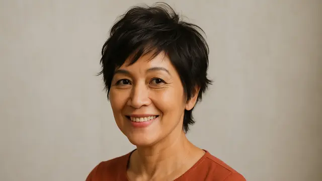 Potongan Shaggy Layer Pendek untuk Ibu-Ibu Usia 50 Tahunan/Ilustrasi Gambar AI