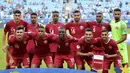 Qatar memiliki julukan The Maroon atau merah marun yang sesuai dengan warna jersey kandang mereka. Untuk bahasa Arab, julukan merah marun tim nasional Qatar yakni Al Annabi. (AFP/Carl De Souza)