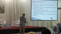 Wakil Redpel Liputan6.com Marco Tampubolon menjadi pembicara dalam EGTC 2017 di Yogyakarta, Sabtu 30 Oktober 2017