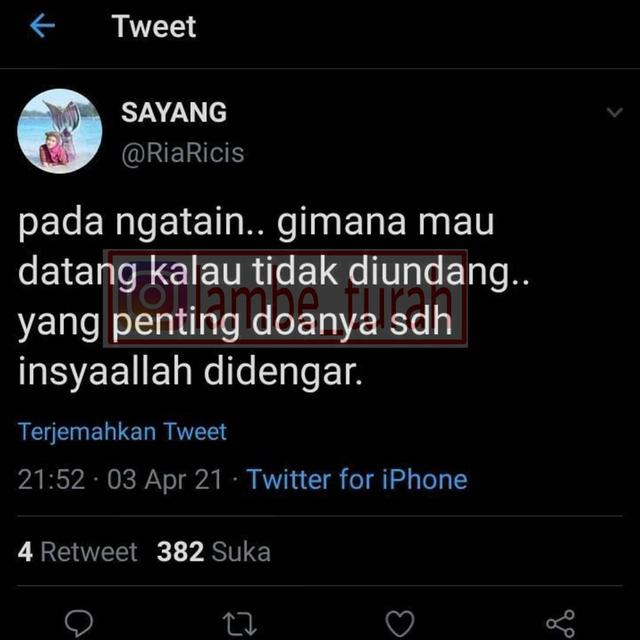 Pengakuan Ria Ricis tak diundang ke pernikahan Atta Halilintar dan Aurel Hermansyah (https://www.instagram.com/p/CNO0QZKnmO2/)