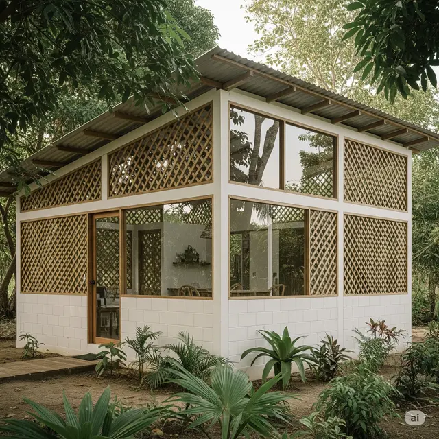 Rumah Kecil Batako dan Bambu 1 Lantai