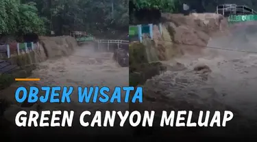 Sebuah objek wisata air meluap mengundang. Kejadian itu terjadi di Green Canyon, Kampung Tonjong Roke, Kecamatan Pangkalan.