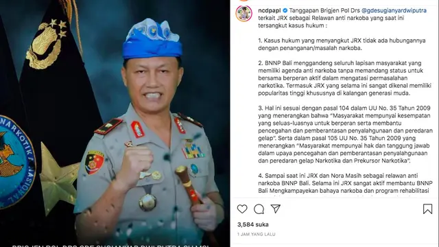 Pernyataan BNN Provinsi Bali Soal Status Duta Anti Narkoba Jerinx SID Usai Ditetapkan Jadi Tersangka