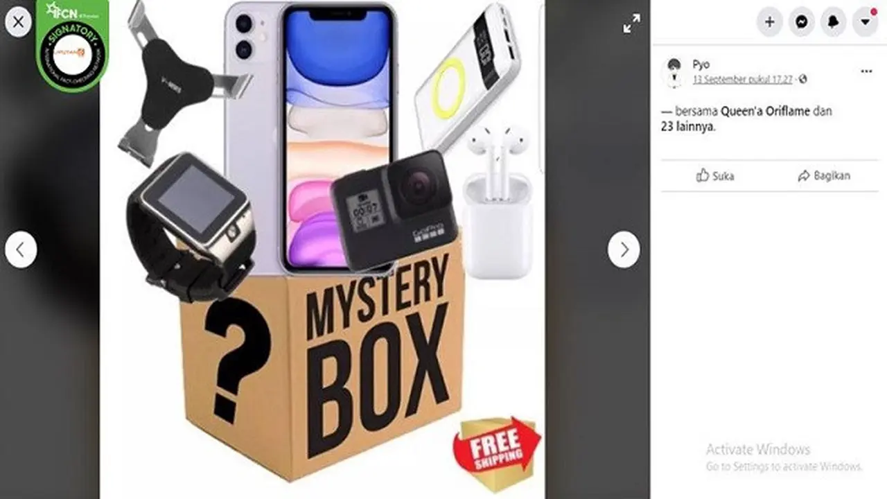 Gambar Tangkapan Layar Kabar Hoaks tentang Bagi-Bagi Hadiah Mencatut Lazada di Facebook