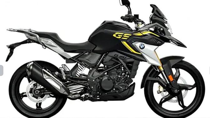 BMW R310GS kini punya aksen berwarna kuning di area shroud dan inisial GS di tangki, plus emblem “40 Years GS” di bagian atas. (BMW)