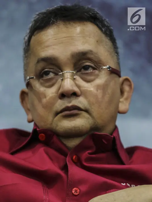 Anggota Komisi III DPR, Trimedya Pandjaitan saat menjadi pembicara diskusi Dialektika Demokrasi di Kompleks Parlemen MPR/DPR-DPD, Jakarta, Kamis (18/7/2019).Dalam diskusi ini membahas tema " Mencari Pemberantas Korupsi yang Mumpuni ". (Liputan6.com/Johan Tallo)