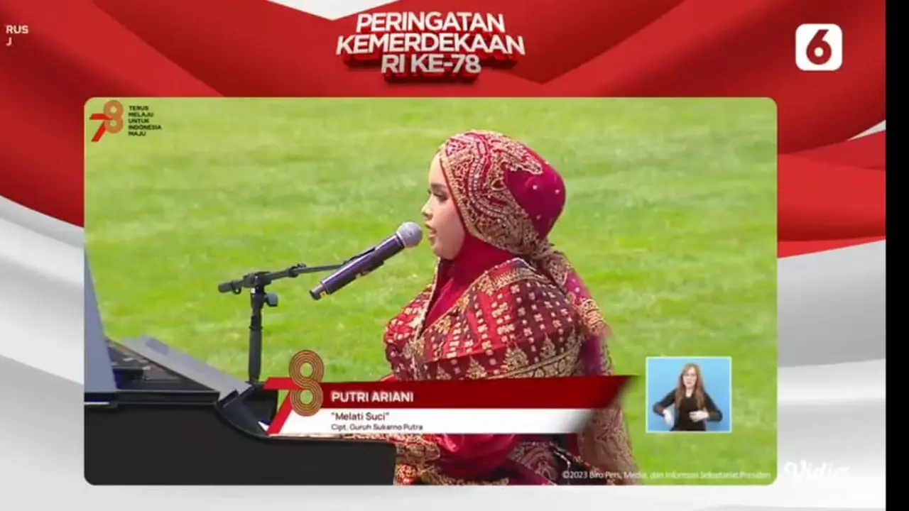 Putri Ariani dalam Peringatan Detik-Detik Proklamasi 17 Agustus 2023. (Vidio)